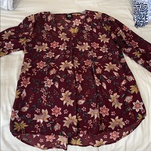 Maroon floral blouse